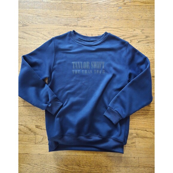 Taylor Swift The Eras Tour Dark Navy Blue Crewneck Sweatshirt Medium Tour Dates - Picture 1 of 7
